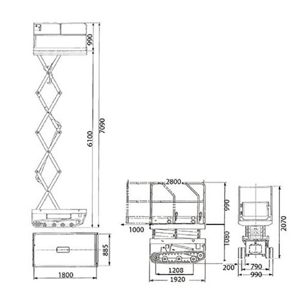 高所作業車／Kテーブル 6m/スリム/バッテリー ENCL061S-3